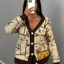 Slayr cardigan de punto con bloque de color y letras de estilo minimalista y casual