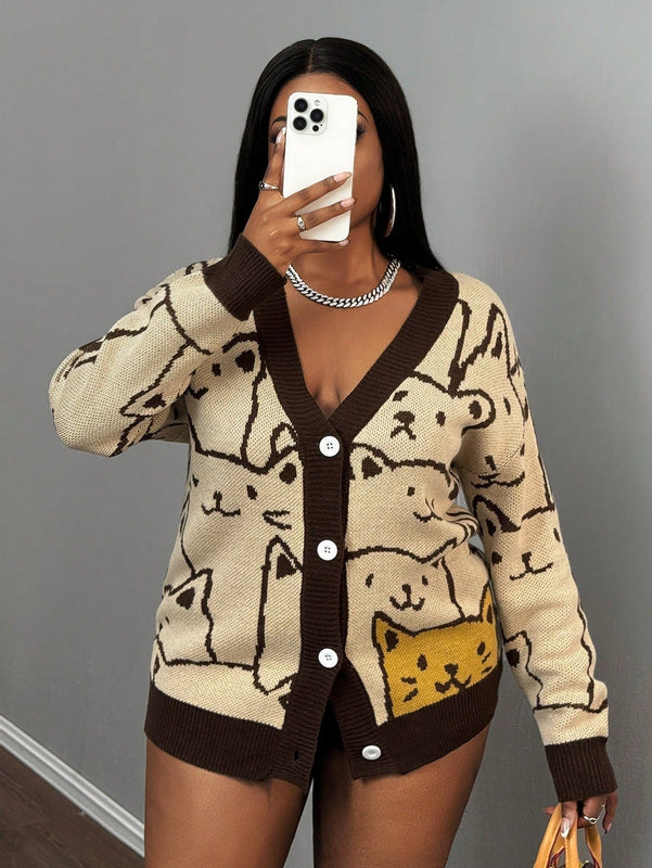 Slayr cardigan de punto con bloque de color y letras de estilo minimalista y casual