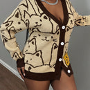 Slayr cardigan de punto con bloque de color y letras de estilo minimalista y casual