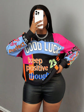 Slayr sudadera de estilo de vacaciones con estampado para mujer