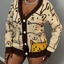 Slayr cardigan de punto con bloque de color y letras de estilo minimalista y casual