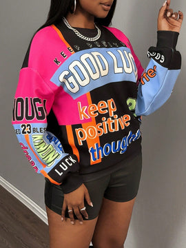 Slayr sudadera de estilo de vacaciones con estampado para mujer