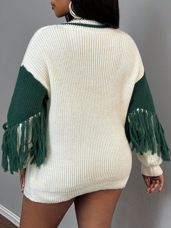 Slayr cardigan de punto con bloque de color y letras de estilo minimalista y casual