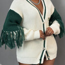 Slayr cardigan de punto con bloque de color y letras de estilo minimalista y casual