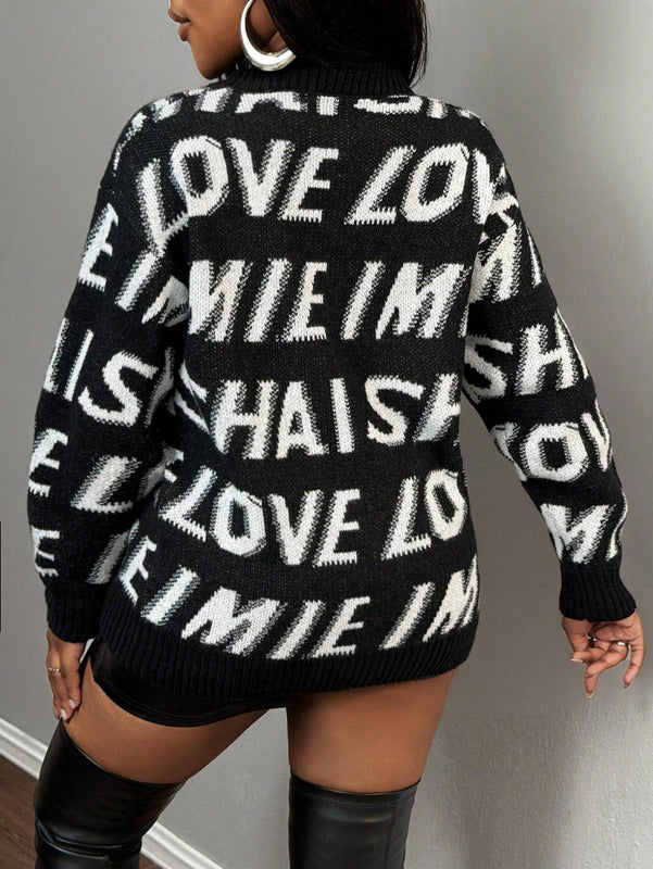 Slayr cardigan de punto con bloque de color y letras de estilo minimalista y casual
