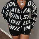 Slayr cardigan de punto con bloque de color y letras de estilo minimalista y casual