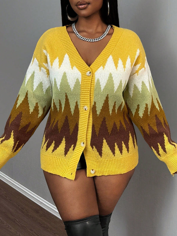 Slayr cardigan de punto con bloque de color y letras de estilo minimalista y casual