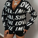 Slayr cardigan de punto con bloque de color y letras de estilo minimalista y casual