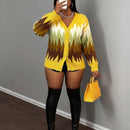 Slayr chaqueta de punto casual con patron asimetrico y contraste de color para mujer