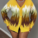 Slayr cardigan de punto con bloque de color y letras de estilo minimalista y casual