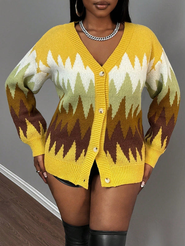Slayr cardigan de punto con bloque de color y letras de estilo minimalista y casual