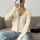 Frenchy cardigan casual suelto con botones y estampado de estrellas con hombros caidos, para otono/invierno