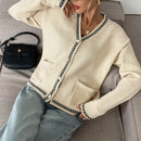Frenchy cardigan casual suelto con botones y estampado de estrellas con hombros caidos, para otono/invierno