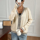 Frenchy cardigan casual suelto con botones y estampado de estrellas con hombros caidos, para otono/invierno