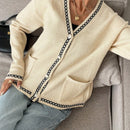 Frenchy cardigan casual suelto con botones y estampado de estrellas con hombros caidos, para otono/invierno