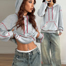 Coolane sudadera casual con capucha negra minimalista con estampado de letras para mujer