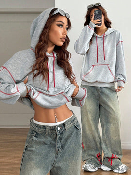 Coolane sudadera con capucha estilo deportivo de mujer con graficos impresos con numeros para otono
