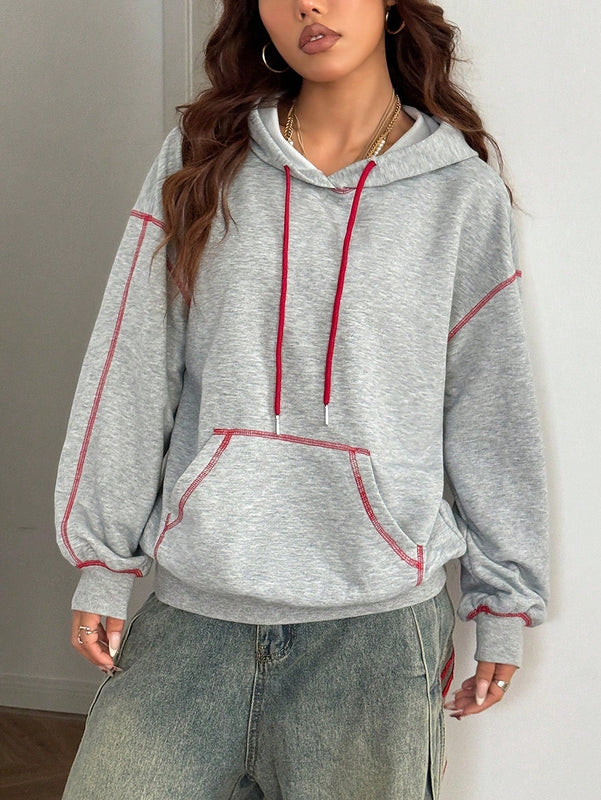 Coolane sudadera casual con capucha negra minimalista con estampado de letras para mujer