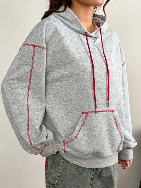 Coolane sudadera casual con capucha negra minimalista con estampado de letras para mujer