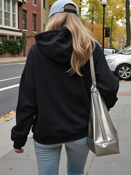 Ezwear sudadera con capucha ajustada de moda para mujer, estilo "italiano", sexy y casual, comoda, con forro calido, apta para salidas en otono/invierno/primavera