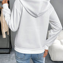 Lune sudadera con capucha minimalista y casual de manga larga con botones frontales en unicolor para mujer