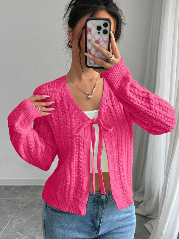 Essnce cardigan de mujer de manga larga con estampado floral 3d con lazo delantero, de estilo frances casual y versatil