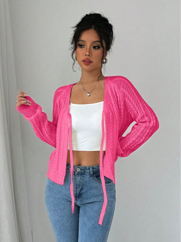 Essnce cardigan de mujer de manga larga con estampado floral 3d con lazo delantero, de estilo frances casual y versatil