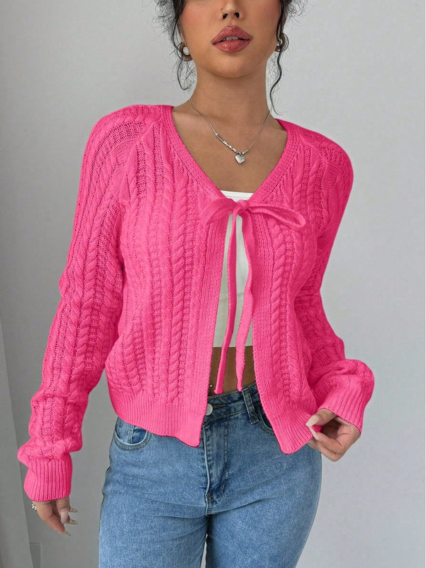 Essnce cardigan de mujer de manga larga con estampado floral 3d con lazo delantero, de estilo frances casual y versatil