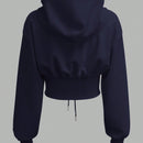 Ezwear sudadera con capucha de mujer color verde oliva con estampado de letras y amarre cruzado al frente