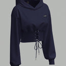 Ezwear sudadera con capucha de mujer color verde oliva con estampado de letras y amarre cruzado al frente