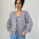 Prive blusa casual de manga larga con amarres delanteros para mujer, para uso diario