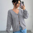 Prive blusa casual de manga larga con amarres delanteros para mujer, para uso diario