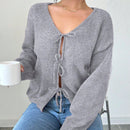 Prive blusa casual de manga larga con amarres delanteros para mujer, para uso diario