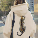 Ezwear sudadera con capucha con cordon de estampado de leopardo para mujer, de manga larga holgada y casual, para otono/invierno