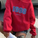 Attitoon sudadera holgada de capucha con estampado grafico de nueva york brooklyn, de ajuste suelto y gruesa, adecuada para otono/invierno, de estilo casual y sencillo para mujer