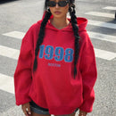 Attitoon sudadera holgada con capucha para mujer con estampado de estilo retro americano en ingles, adecuada para primavera, otono e invierno