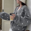 Dazy cardigan de punto con botones delanteros, cuello en v y estampado de lunares, de manga larga para mujeres