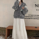 Dazy cardigan de punto con botones delanteros, cuello en v y estampado de lunares, de manga larga para mujeres