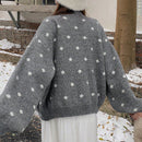 Dazy cardigan de punto con botones delanteros, cuello en v y estampado de lunares, de manga larga para mujeres