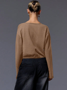 Musera cardigan de manga larga con cierre de gancho y ojal