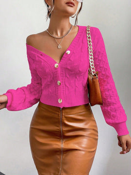 Frenchy cardigan informal de un solo botonadura de manga larga y unicolor para mujer, para otono/invierno