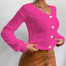 Frenchy cardigan informal de un solo botonadura de manga larga y unicolor para mujer, para otono/invierno