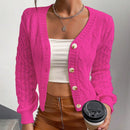 Frenchy cardigan informal de un solo botonadura de manga larga y unicolor para mujer, para otono/invierno