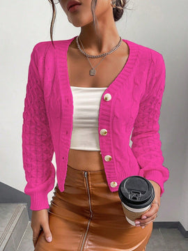 Frenchy cardigan informal de un solo botonadura de manga larga y unicolor para mujer, para otono/invierno