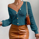 Frenchy cardigan informal de un solo botonadura de manga larga y unicolor para mujer, para otono/invierno