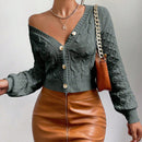 Frenchy cardigan informal de un solo botonadura de manga larga y unicolor para mujer, para otono/invierno