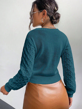 Frenchy cardigan informal de un solo botonadura de manga larga y unicolor para mujer, para otono/invierno