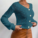 Frenchy cardigan informal de un solo botonadura de manga larga y unicolor para mujer, para otono/invierno