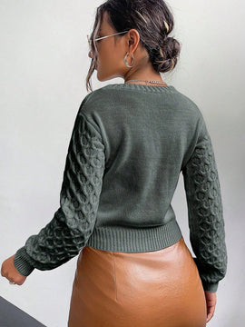 Frenchy cardigan informal de un solo botonadura de manga larga y unicolor para mujer, para otono/invierno