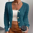 Frenchy cardigan informal de un solo botonadura de manga larga y unicolor para mujer, para otono/invierno